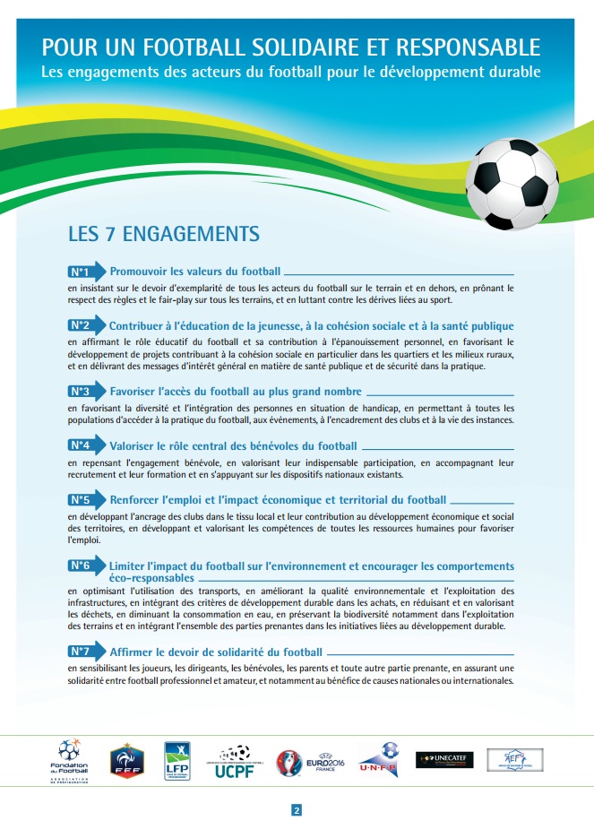 Les 7 engagements pour un football solidaire et responsable